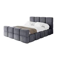 POLSTERBETT mit Bettkasten und Lattenrost, Bett mit Matratze H3/H4, Kopfteil, Boxbett, Doppelbett mit Stauraum - NATA-Z 120x200 Dunkelgrau - Dunkelgrau, Holzwerkstoff/Textil (120/200cm) - ALTDECOR