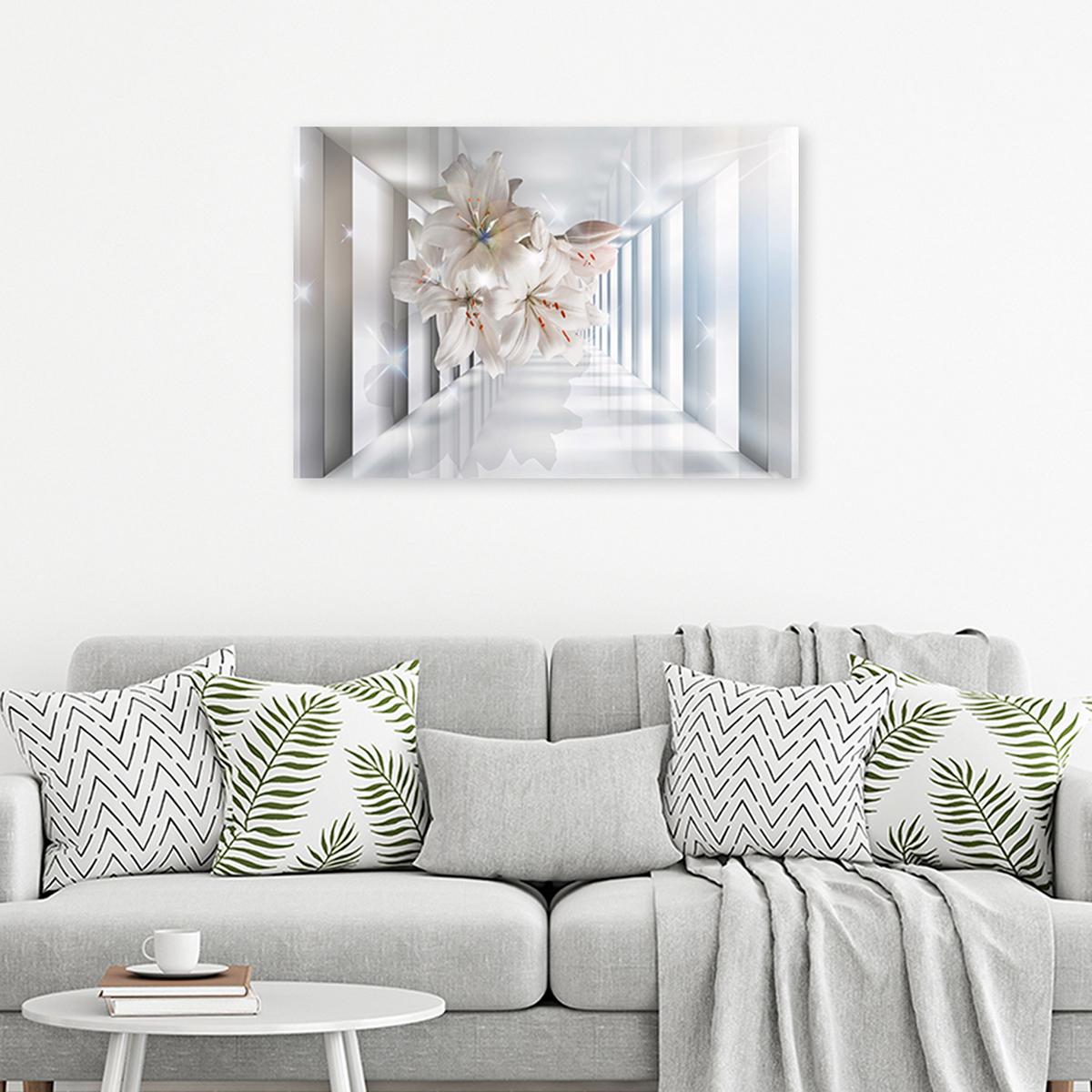 LEINWANDBILD Blumen im 3D Korridor 120x80cm - Beige, Textil (120/80cm) - Feeby