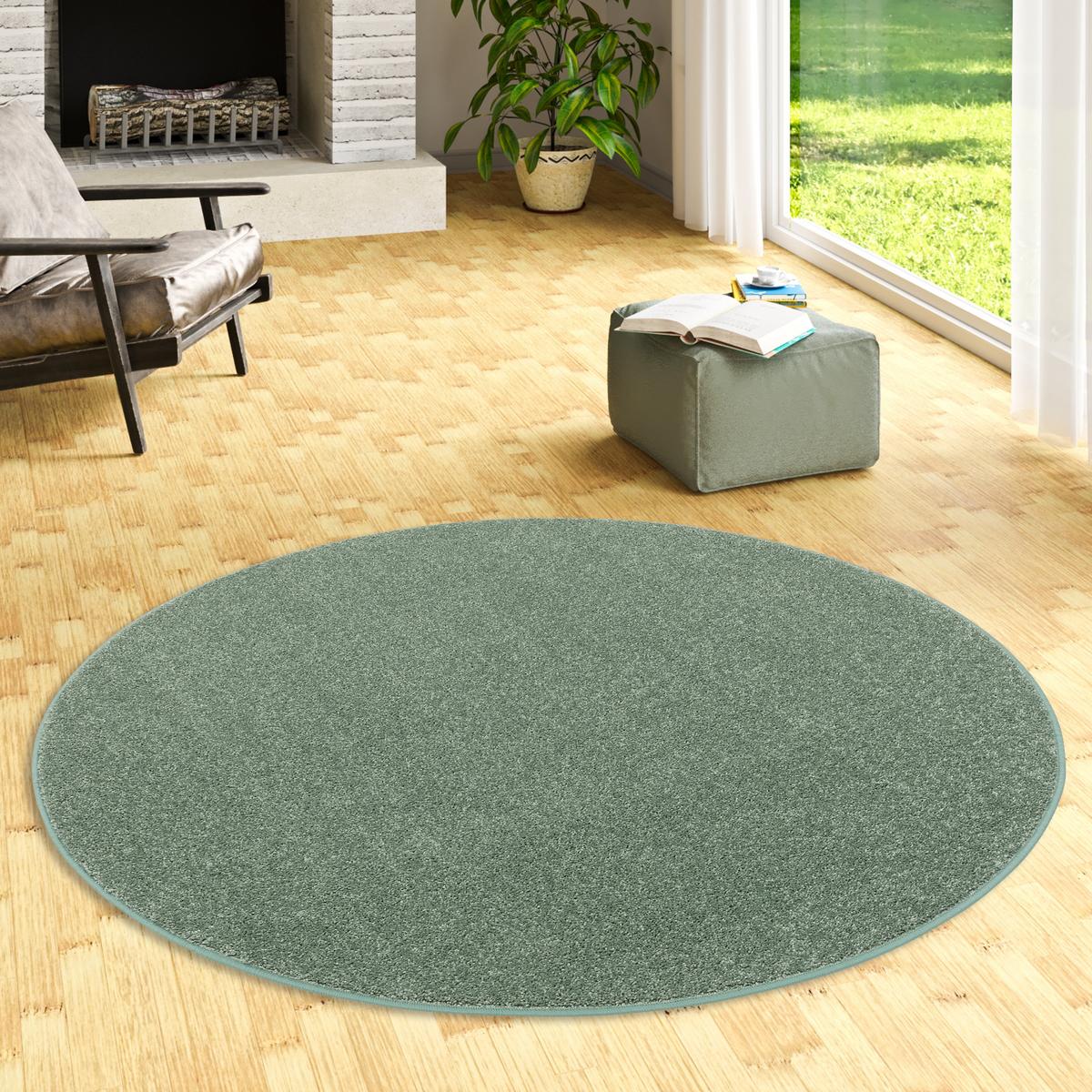 HOCHFLOR VELOURS TEPPICH COTTAGE RUND - Mintgrün, Textil (100/100cm) - Snapstyle