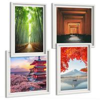 BILDER SET 4er Set - 50x50 cm & 40x60 cm Weißer Rahmen - Fuji-Torii-Bambuswald, Japan - Weiß, Kunststoff (50/50cm) - TULUP