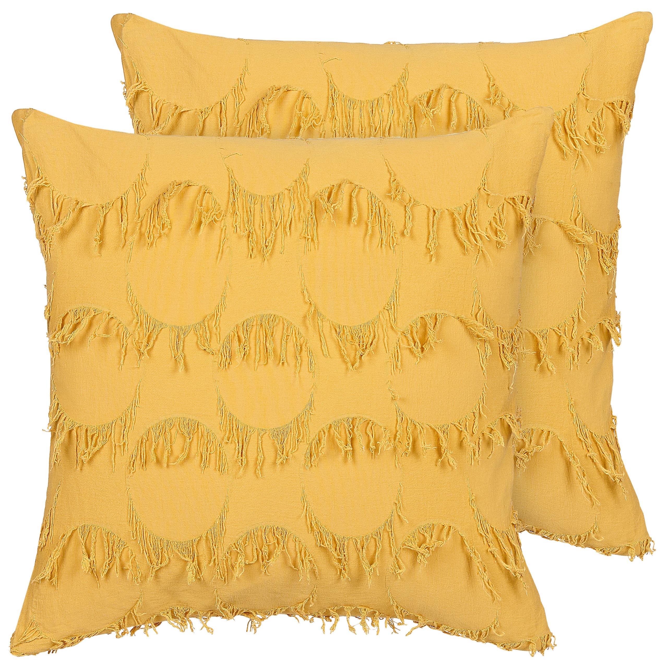 DEKOKISSEN 2er-Set Gelb 45/45 cm Agastache - Gelb, Textil (45/45cm) - Beliani
