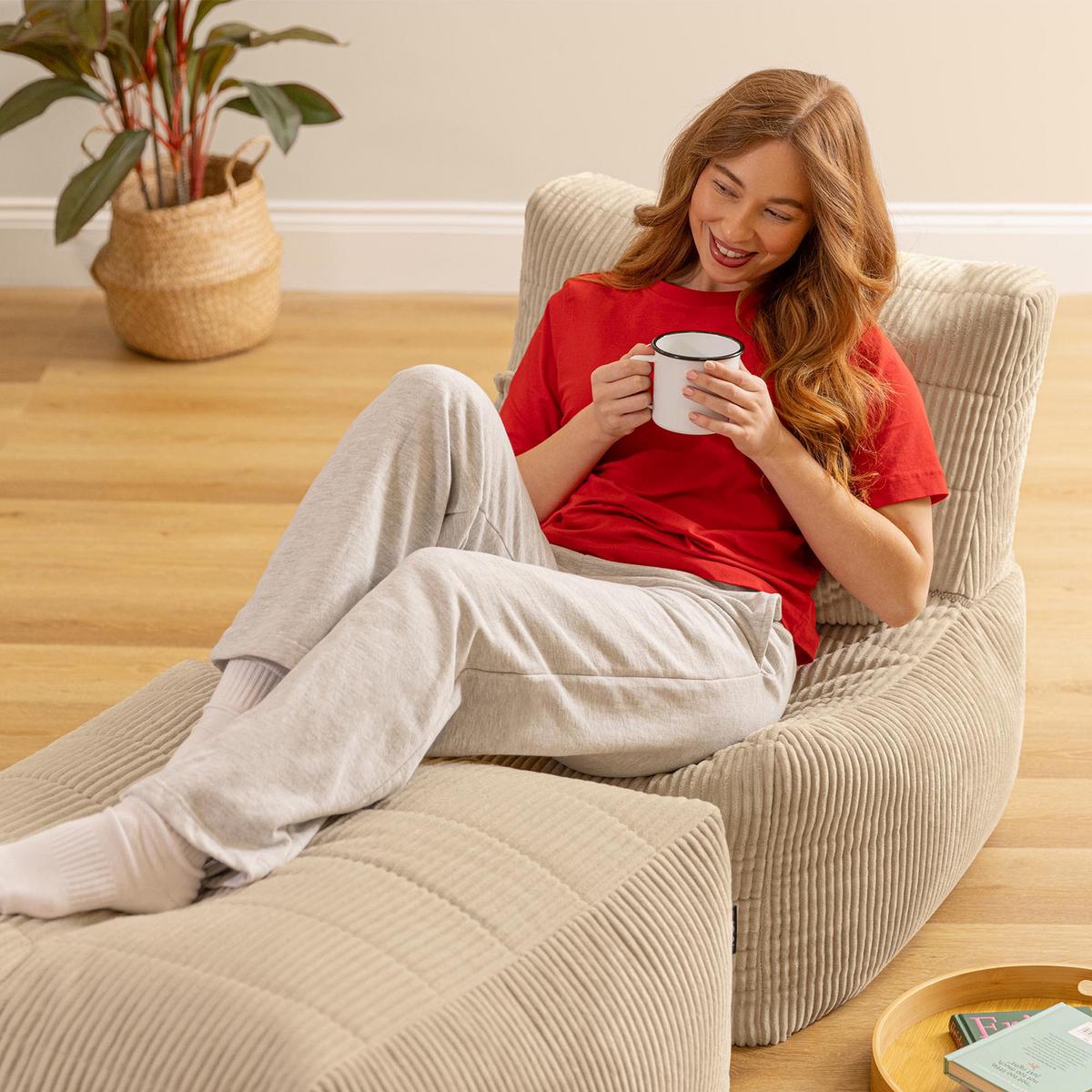 SITZSACK-SOFA 2-tlg. modular cord Noa - Beige, Textil (143/70/78cm) - icon