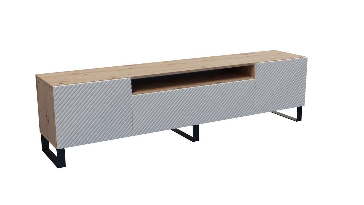 LOWBOARD VAREN 200/41/40 cm, Stand-TV-Schrank Eiche Artisan - Weiß/Eiche Artisan, Holzwerkstoff (200/41/40cm) - MASSENO