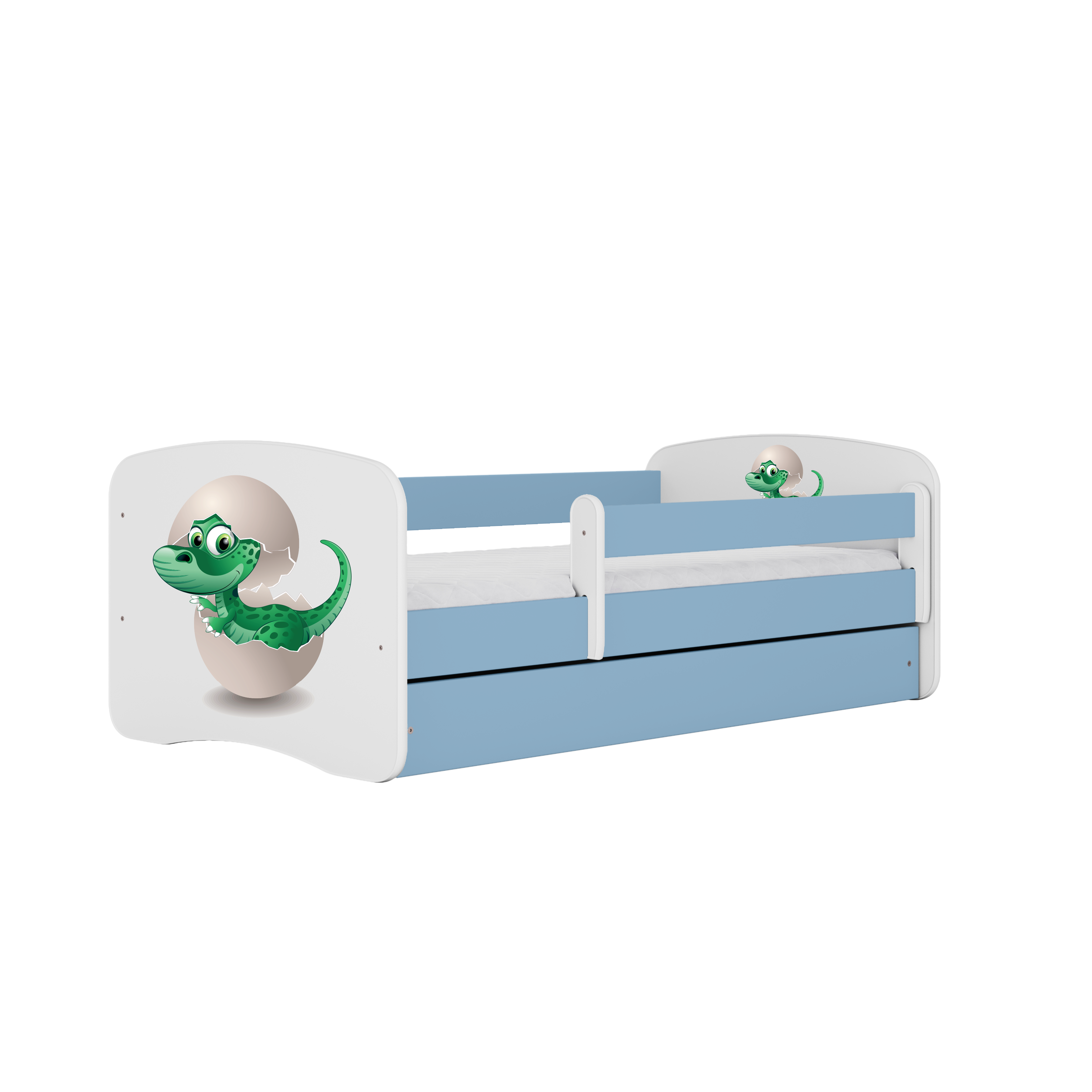 KINDERBETT Kleindino mit Schublade 180/80 90/61/184 - Blau, Holzwerkstoff (80/180cm) - RAUMHIRSCH FURNITURE