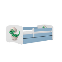 KINDERBETT Kleindino mit Schublade 160/80 90/61/164 - Blau, Holzwerkstoff (80/160cm) - RAUMHIRSCH FURNITURE