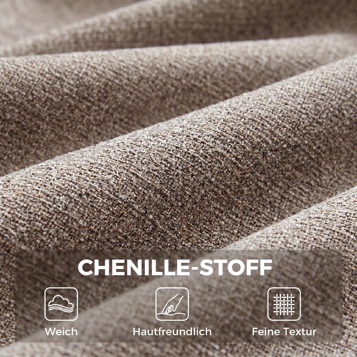 SESSEL Polyester Hellbraun - Hellbraun/Schwarz, Textil/Metall (57/83/60cm) - HOMCOM