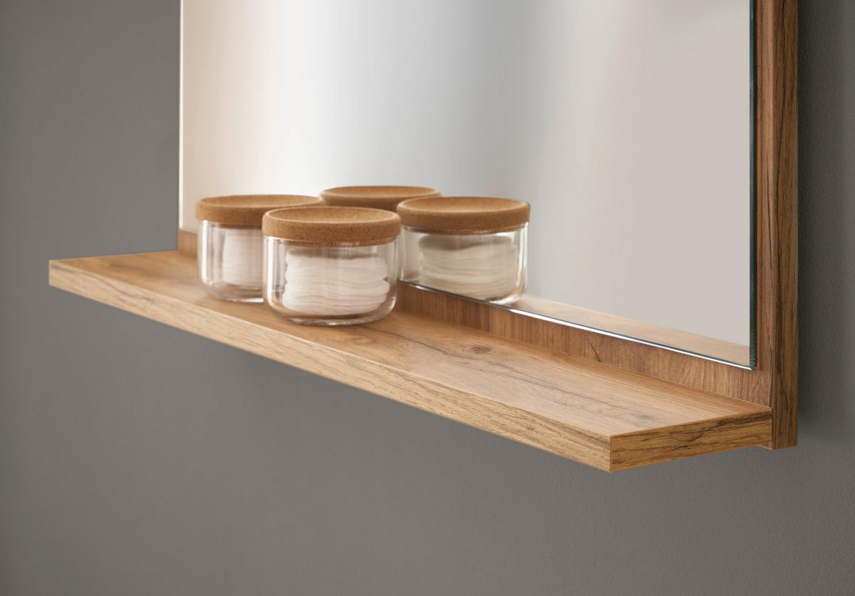 BADMÖBEL-SET 4-teilig weiß, Wotan Eiche, Badkombination 168 cm - Eiche Wotan/Silberfarben, Glas/Holz (171/200/34cm) - Furn.Design