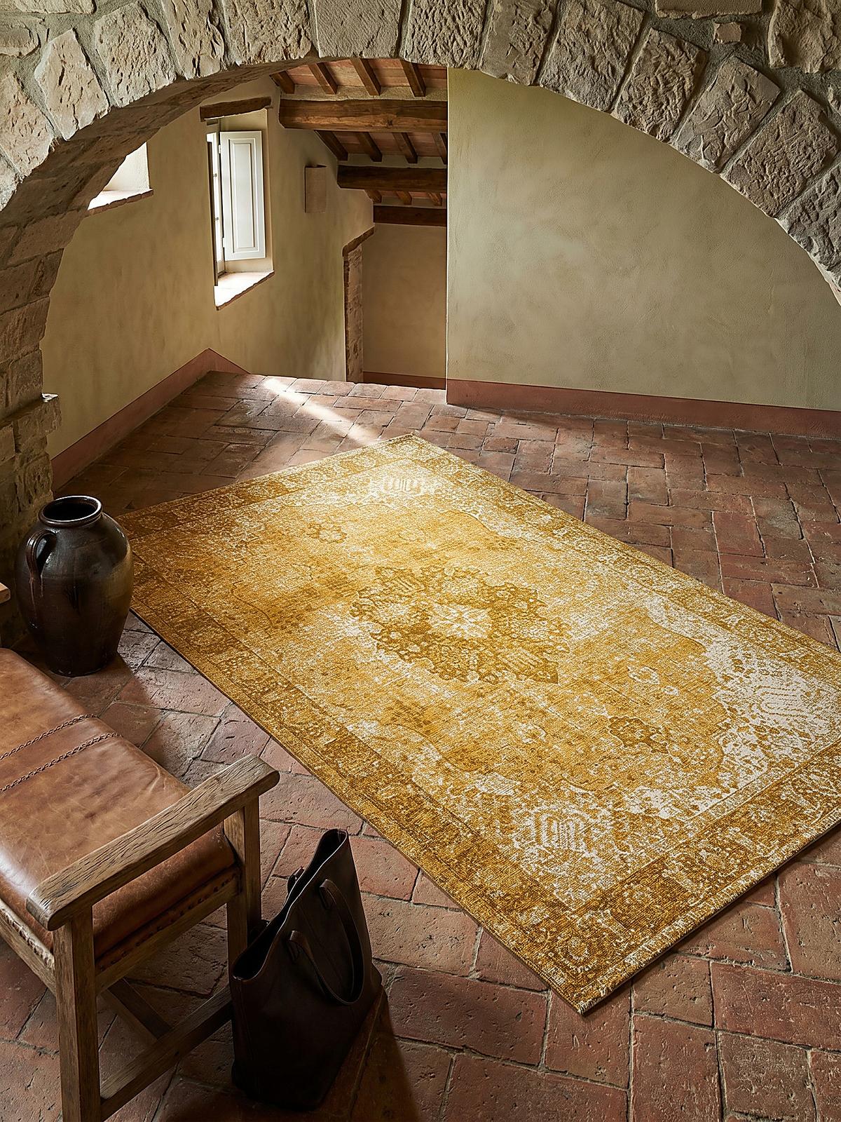 TEPPICH COQUET, im Vintage-Stil, Senfgelb, 120 x 170 cm - Gelb, Textil (170/120cm) - KADIMA DESIGN
