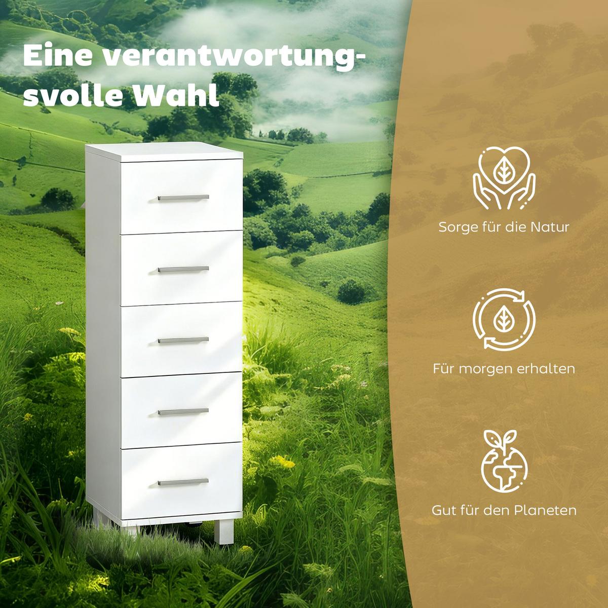 KOMMODE Spanplatte Weiß - Silberfarben/Weiß, Holzwerkstoff/Metall (30/95/30cm) - HOMCOM