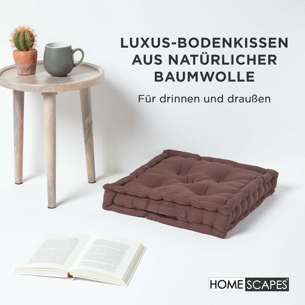 SITZKISSEN braun 40/40/8 cm – Bodenkissen unifarben - Braun, Textil (40/40/8cm) - Homescapes