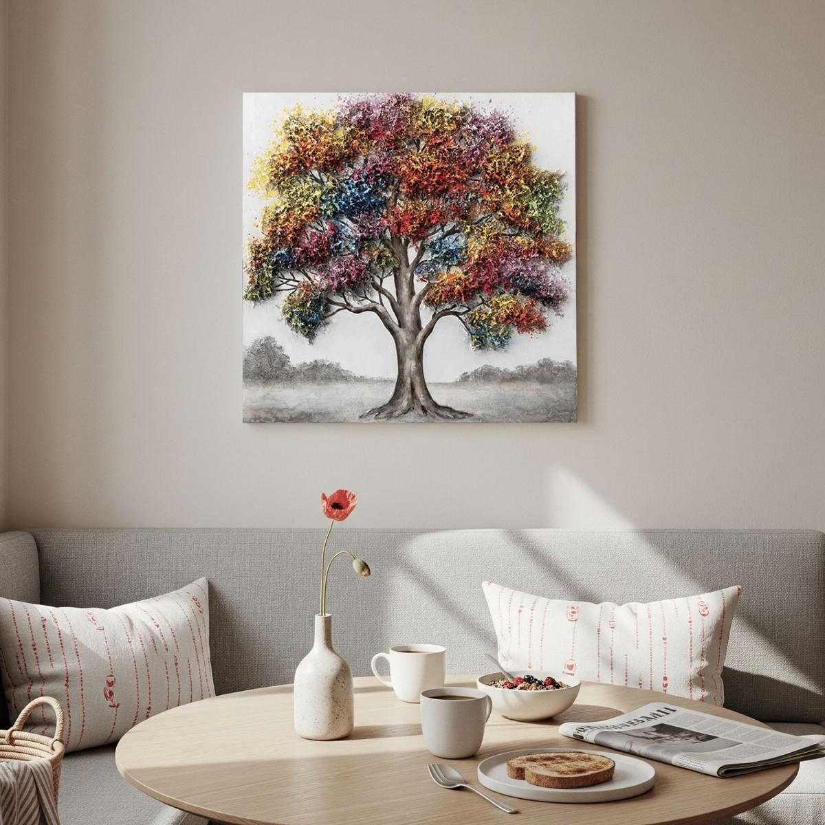 ACRYLBILD HANDGEMALT 80/80 cm - Multicolor/Grau, Holz/Textil (80/80cm) - KUNSTLOFT