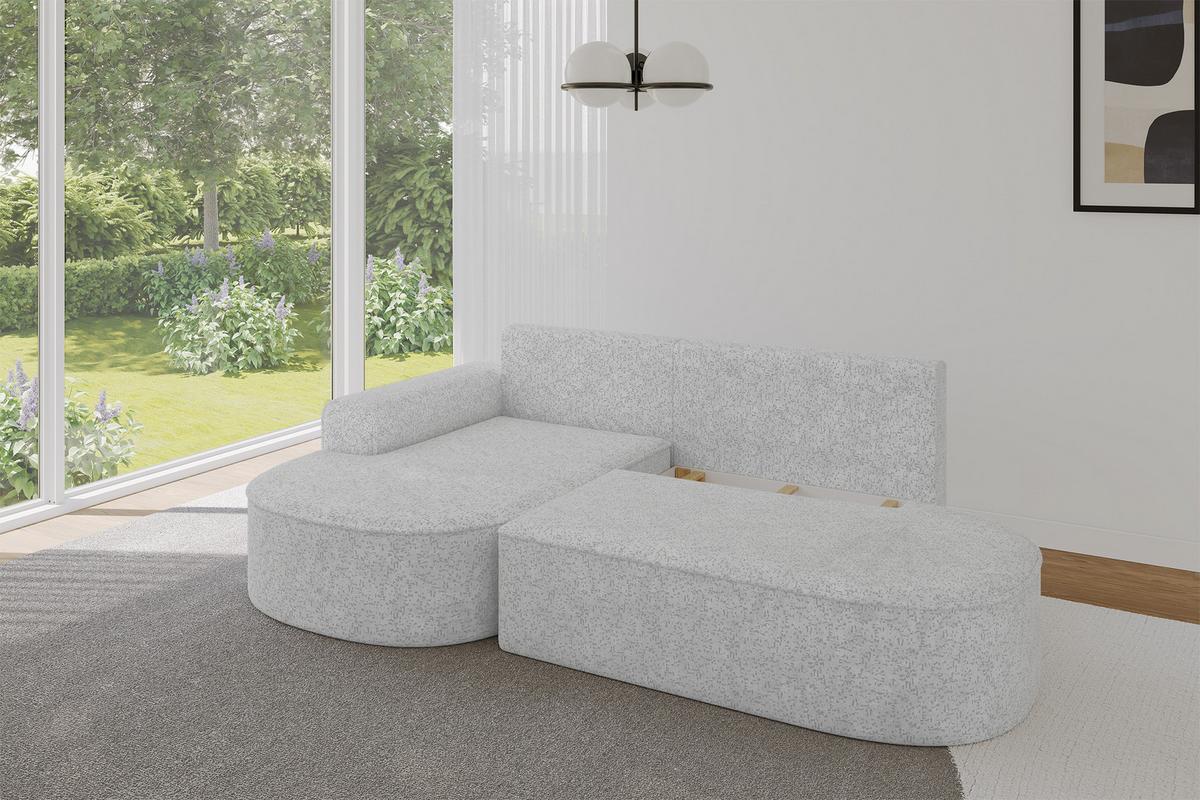 ECKSOFA mit Schlaffunktion und Bettkasten Ottomane Links MARI-L1-S - 283x167x73 cm Grau Tissu - Schwarz/Grau, Holzwerkstoff/Kunststoff (283/167cm) - ALTDECOR