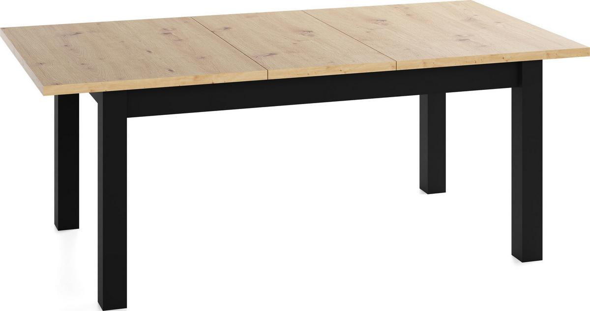 ESSTISCH Lindberg ausziehbar verlängerbar rechteckig, Eiche Artisan Hellbraun 150-190/90/77 cm - Schwarz/Eiche Artisan, Holz/Holzwerkstoff (80/190/76.5cm) - WFL GROUP