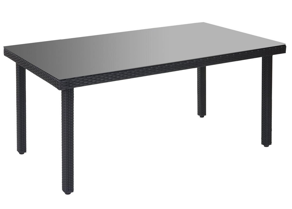 POLY-RATTAN-GARTENTISCH rechteck Anthrazit - Anthrazit, Kunststoff (90/160/74cm) - MCW
