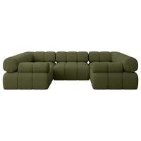 WOHNLANDSCHAFT modulares Sofa Birno-U1 - 285x190x70 cm Grün Bouclé - Grün, Holzwerkstoff/Textil (285/70/190cm) - ALTDECOR