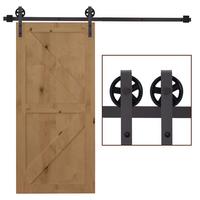 SCHIEBETÜREN-BESCHLAGSATZ, 183 cm Komplett-Set mit Schienen, Dunkelbraun - Braun, Metall (4/0.6/183cm) - HOMCOM