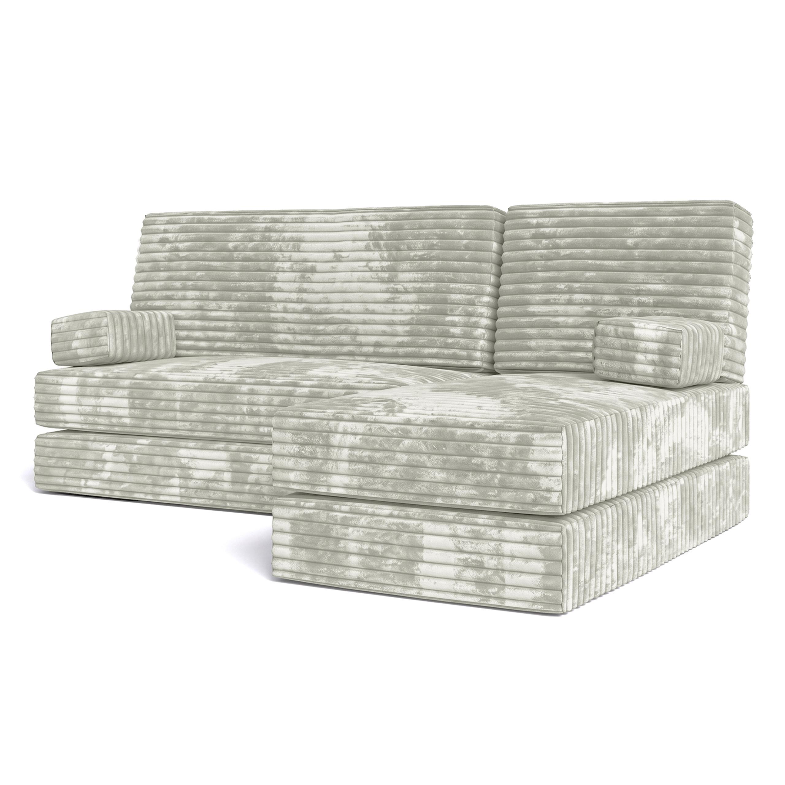 ECKSOFA NOTIA modulares Boneless Sofa mit Schlaffunktion Hellgrau Kordstoff - Hellgrau, Textil (200/120cm) - MASSENO