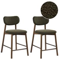 BARSTUHL 2er-Set Bouclé Braun/GrünMills - Braun, Textil (51/96/61cm) - Beliani