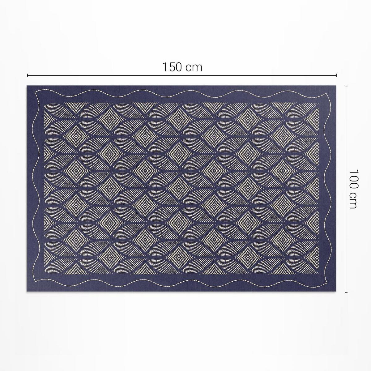 TEPPICH 100x150 cm Geometrisches Geflecht Dekor - Blau, Kunststoff (100/150cm) - Wallfluent