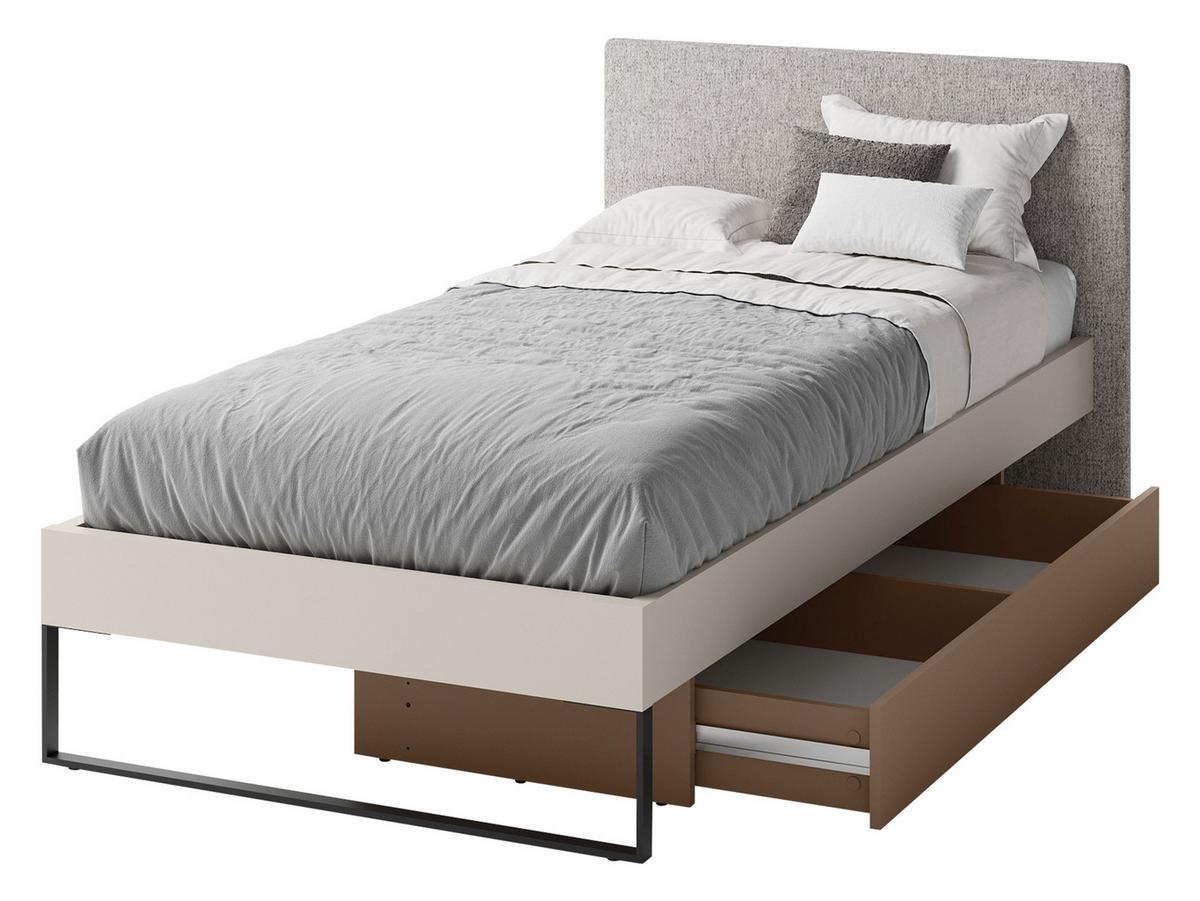 JUGENDBETT Sigma 90x200 SG14 - Kaschmir/Trüffeleichefarben, Holzwerkstoff/Metall (90/200cm) - MIRJAN24
