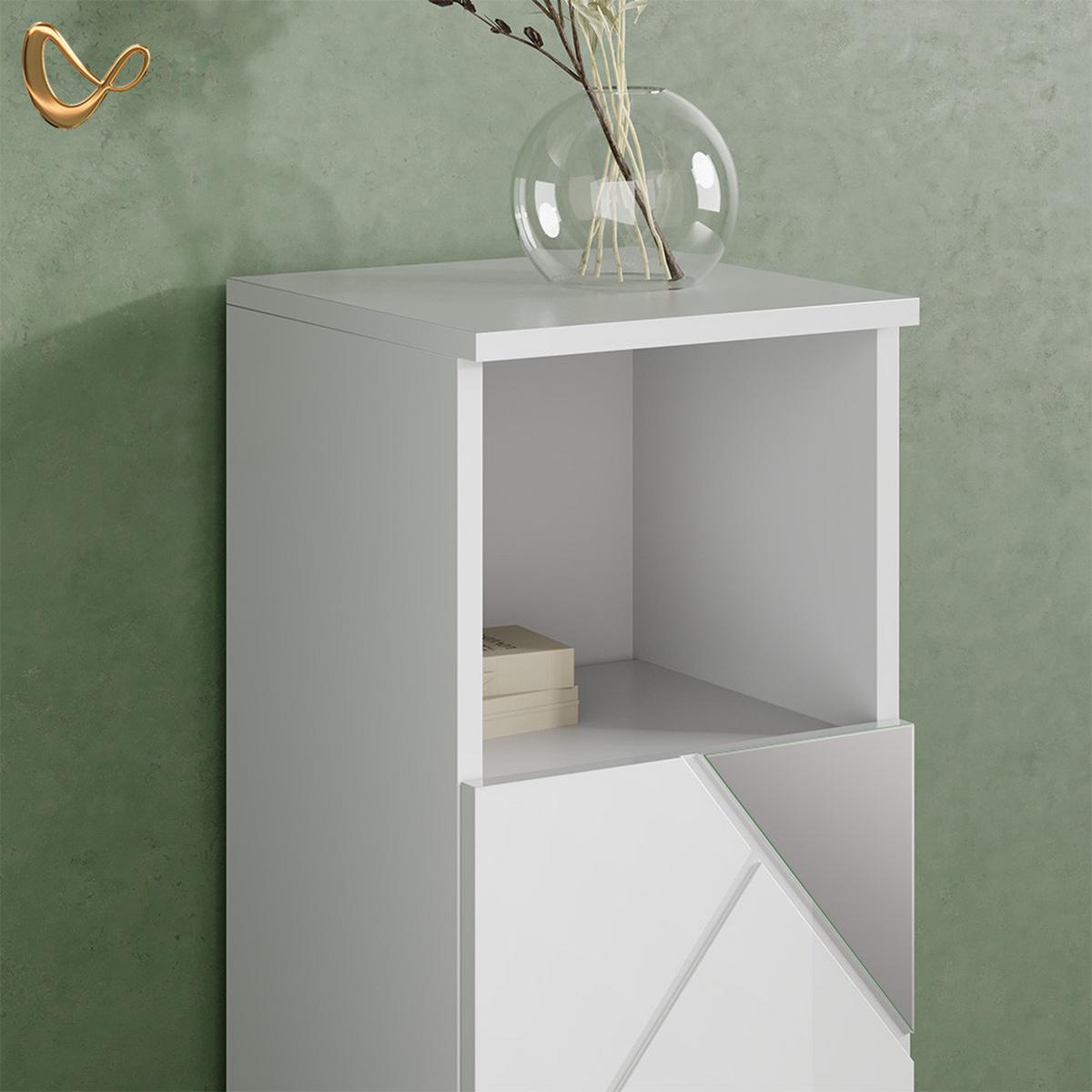 BADMÖBEL-SET Ronco Weiß Hochglanz mit Einsätzen 4 Teile, mit Hochschrank - Weiß Hochglanz, Holzwerkstoff (60/60/59cm) - Livinity®