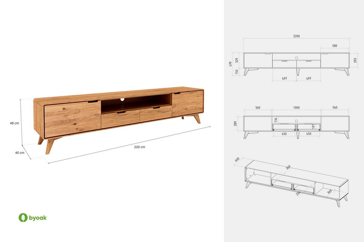 GREG HIFI-SCHRANK Kernbuche - Kernbuche, Holz (220/48/40cm) - byoak