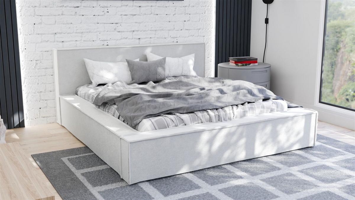 POLSTERBETT Aldana In Freya - Weiß, Holzwerkstoff/Textil (140/200cm) - Fun Möbel