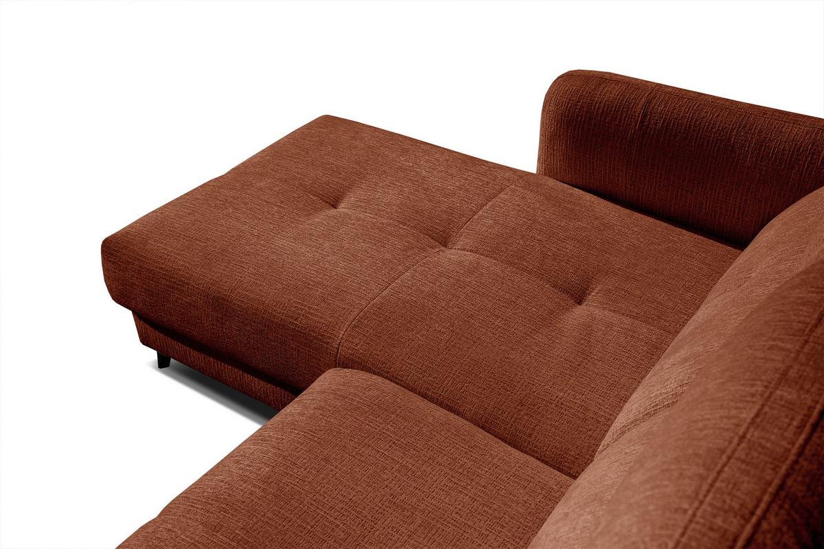 ECKSOFA SVEN 3-Sitzer, 1 Relax XL, verstellbare Kopfstützen, rot - Rot/Schwarz, Holzwerkstoff/Textil (256/163cm) - Wozimo