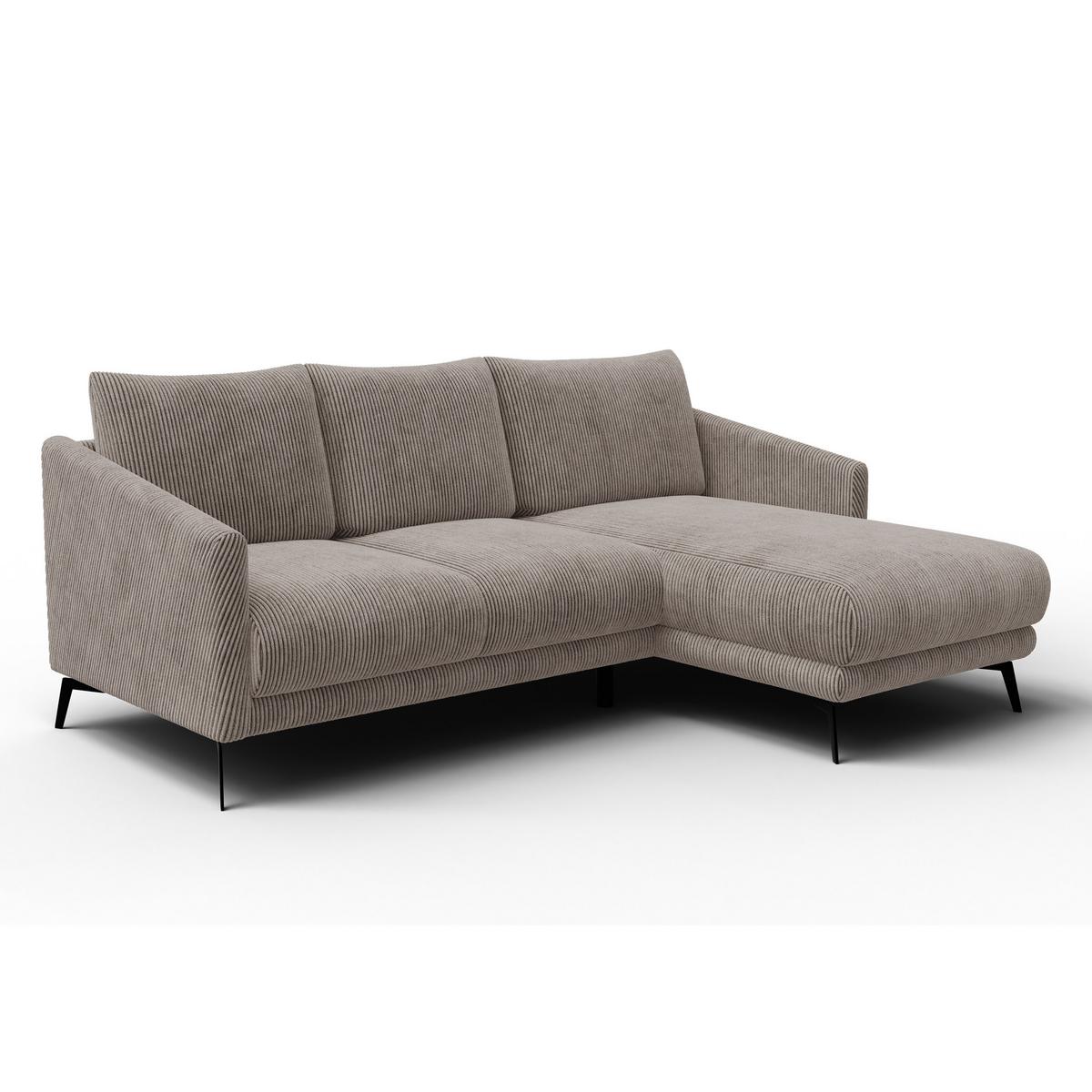 ECKSOFA VILT 3-Sitzer, taupe - Taupe/Schwarz, Holzwerkstoff/Textil (221/156cm) - Wozimo