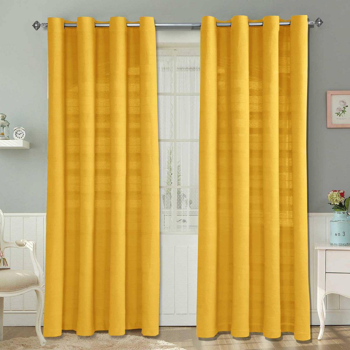 ÖSENVORHANG Rajput blickdicht 2er-Set, 137/137 cm - Gelb, Textil (137/137cm) - Homescapes
