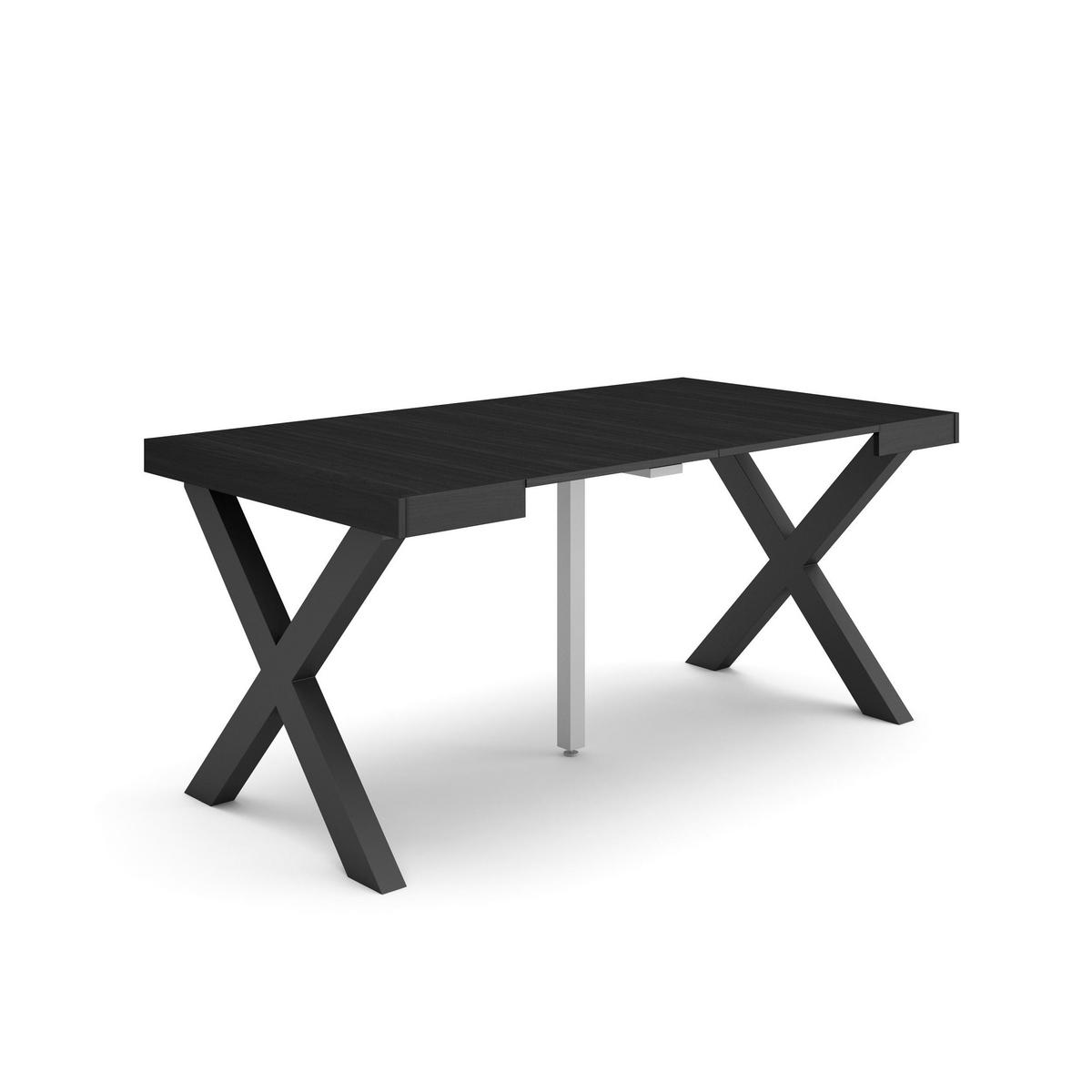KONSOLENTISCH ausziehbar 58 bis 160cm, für 8 Gäste, schwarz, 90/58/73cm - Schwarz, Holzwerkstoff (90/160/73cm) - Skraut Home