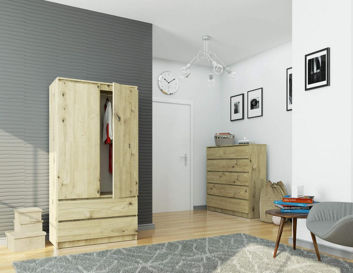KLEIDERSCHRANK Eiche Artisan 180/90/51 - Eiche Artisan, Holzwerkstoff (90/180/51cm) - RAUMHIRSCH FURNITURE