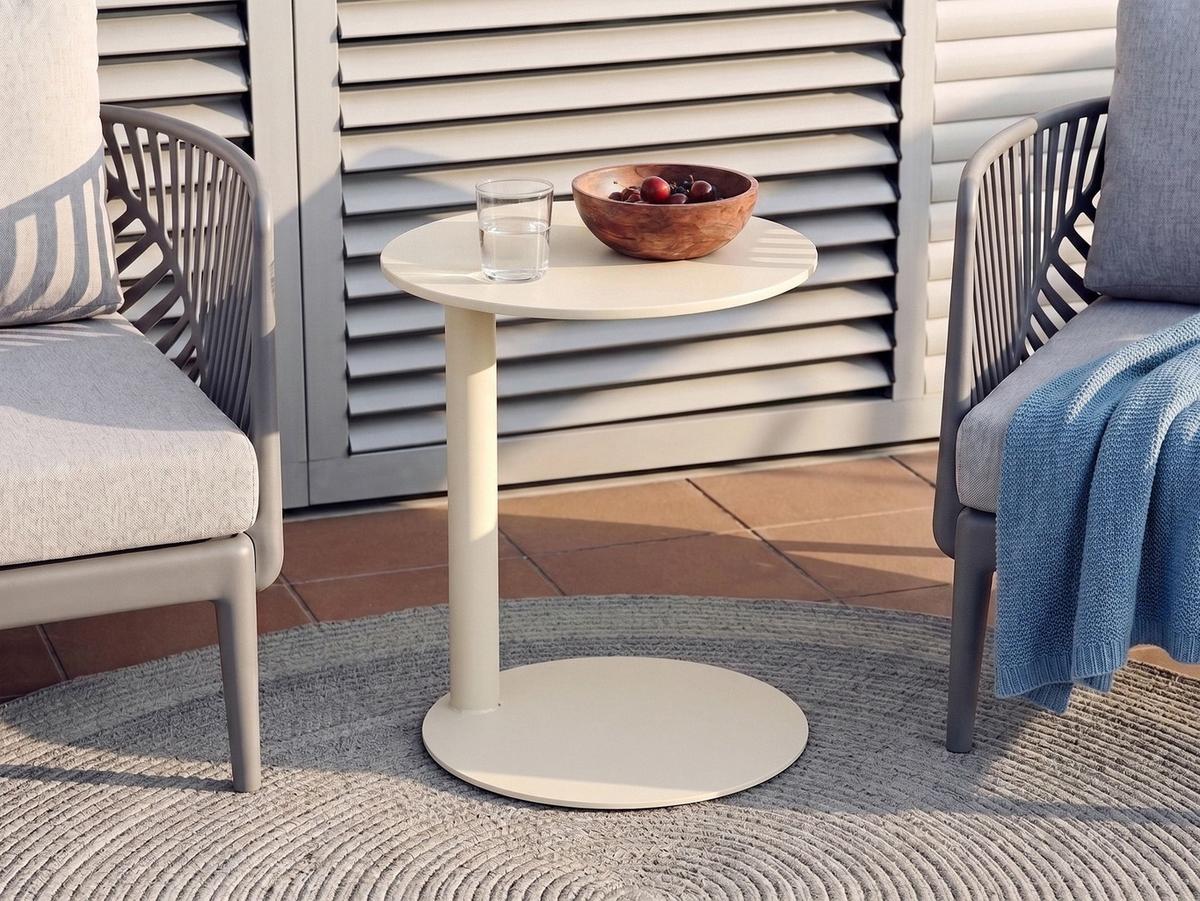 OUTDOOR-BEISTELLTISCH 40/40/Metall Beige Venturina - Beige, Metall (40/40/50cm) - Beliani
