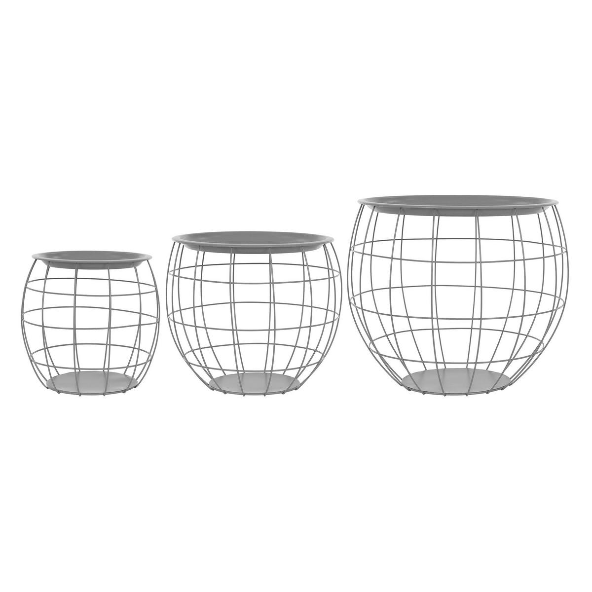 BEISTELLTISCH rund Ø31cm/Ø38cm/Ø47cm Grau aus Metall - Grau, Metall (43/43/40cm) - ML-DESIGN