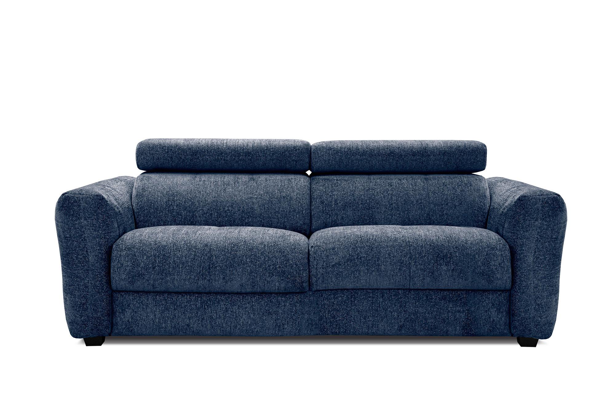 SOFA CALVERA 3-Sitzer, dunkelblau - Schwarz/Dunkelblau, Holzwerkstoff/Textil (204/79/106cm) - Wozimo
