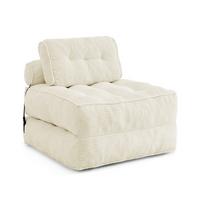 SCHLAFSESSEL 2-in-1 aus weichem cord, klappbar als loungesessel und gästebett - Beige, Kunststoff (85/85/85cm) - Urban Meuble