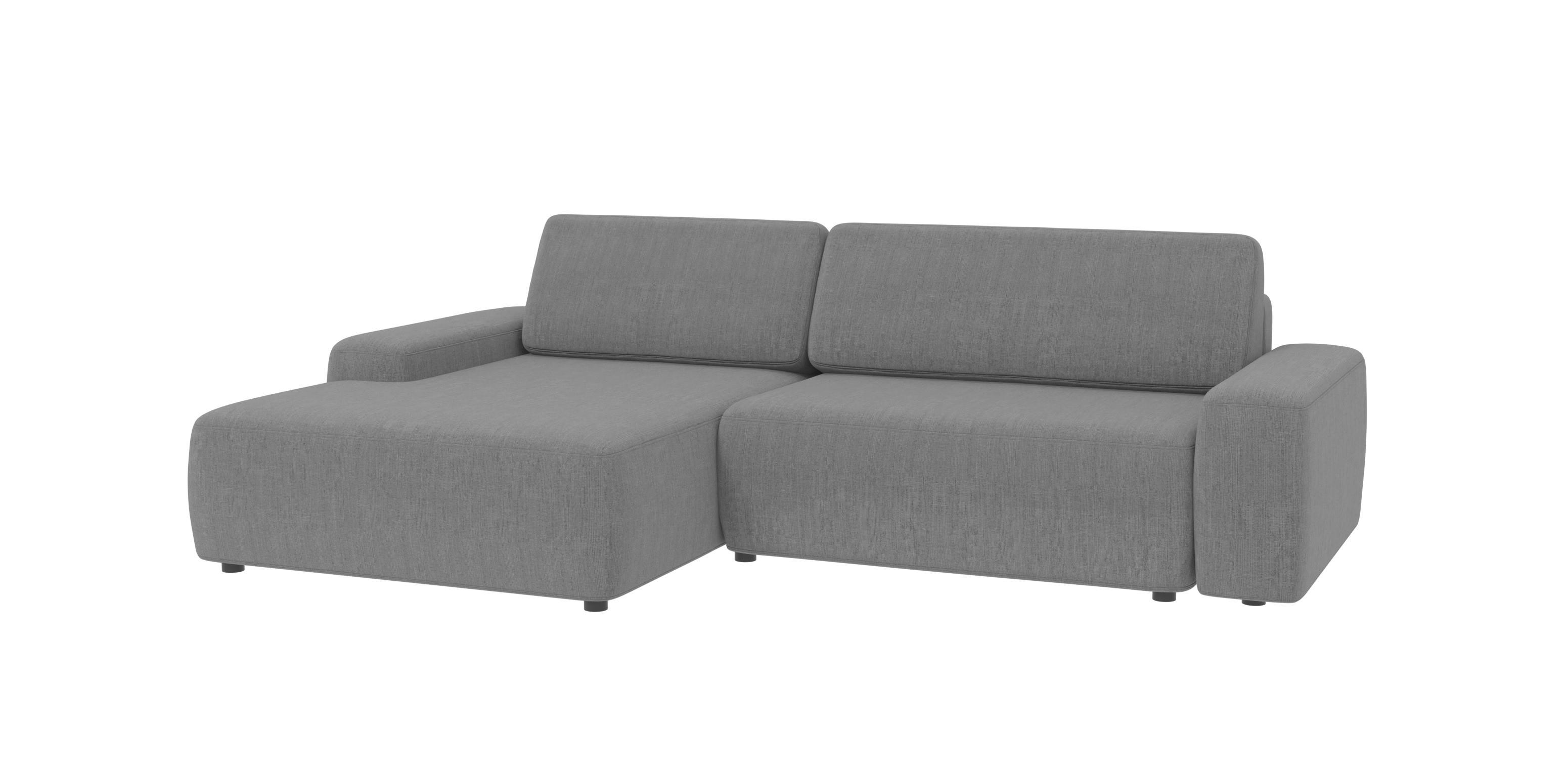 ECKSOFA Lopez Hellgrau Samt-Stoff - Hellgrau/Schwarz, Holz/Kunststoff (264/162cm) - S-Style