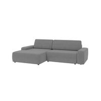 ECKSOFA Lopez Hellgrau Samt-Stoff - Hellgrau/Schwarz, Holz/Kunststoff (264/162cm) - S-Style