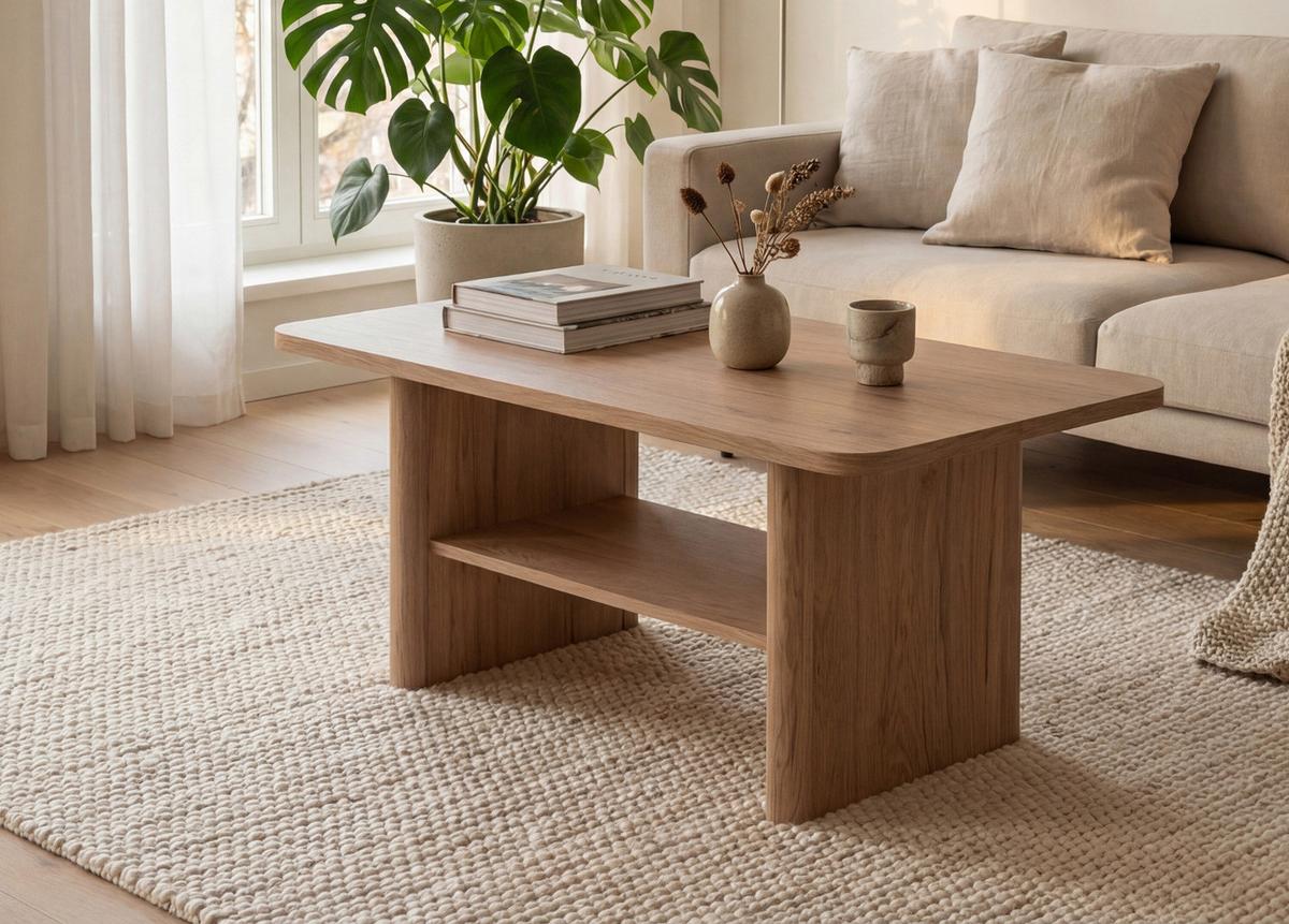 COUCHTISCH Hickory Walnuss 90 x 56 cm, Wohnzimmertisch mit Ablage - Walnussfarben, Holzwerkstoff (56/90/42cm) - Furn.Design