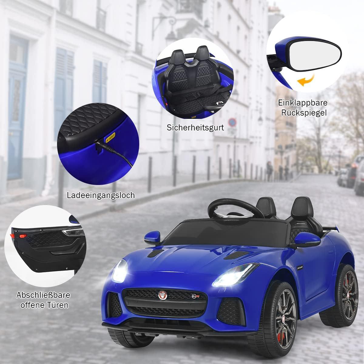 KINDERAUTO Jaguar 12V Elektro Blau - Blau, Kunststoff (66/107.5/50cm) - COSTWAY