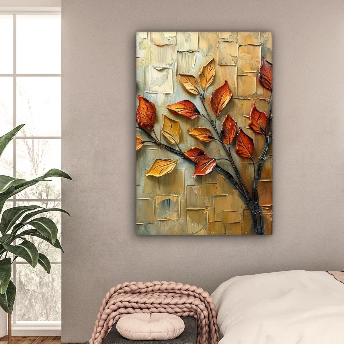 LEINWANDBILD Baum - Abstrakt - Natur - Kunst Deko XXL 80x120 cm - Goldfarben, Textil (80/120cm) - MuchoWow