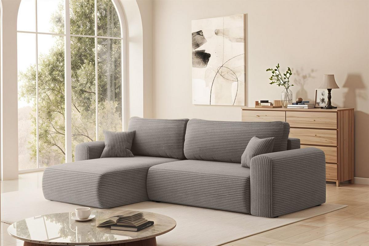 ECKSOFA Flora In Poso - Grau, Holzwerkstoff/Textil (145/272cm) - Fun Möbel