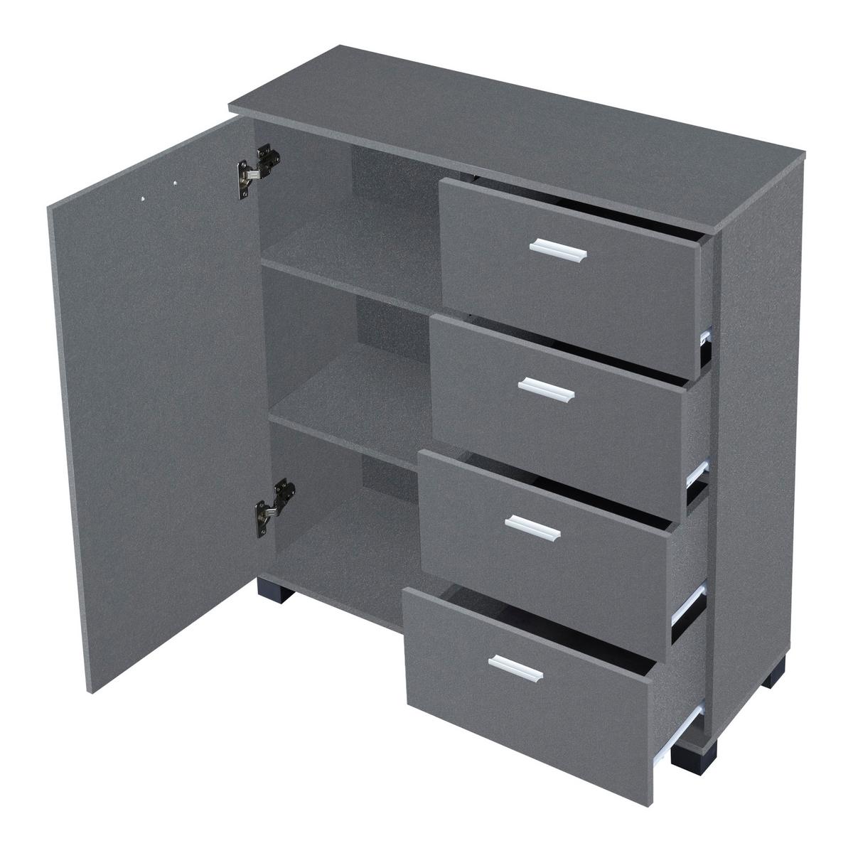 SIDEBOARD Döbritz - Dunkelgrau, Holzwerkstoff (80/84/28cm) - [en.casa]