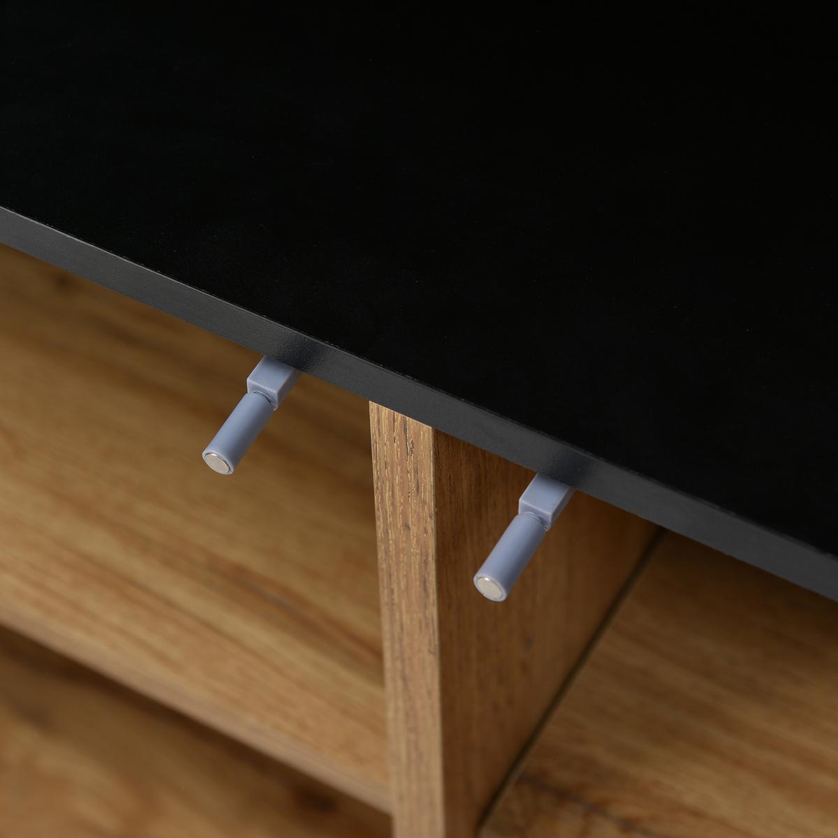 SIDEBOARD Schwarzer mit Türen und offenen Regalen, 160/35/76cm - Eichefarben, Holzwerkstoff/Metall (160/76/35cm) - Urban Meuble