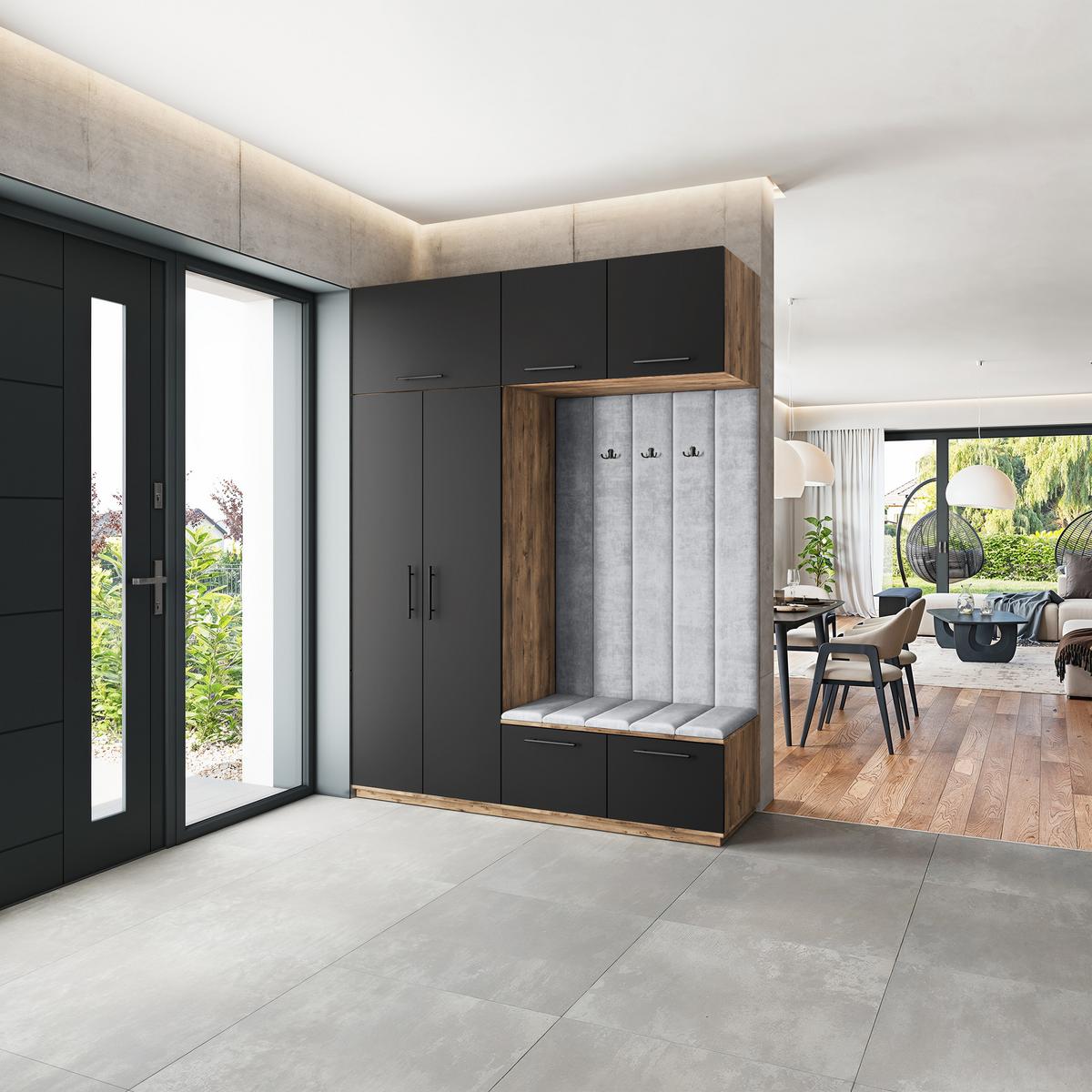 GARDEROBENSCHRANK REMA 180/240/60 cm Modern Eichefarben - Eichefarben/Hellgrau, Holzwerkstoff (180/240/60cm) - MASSENO