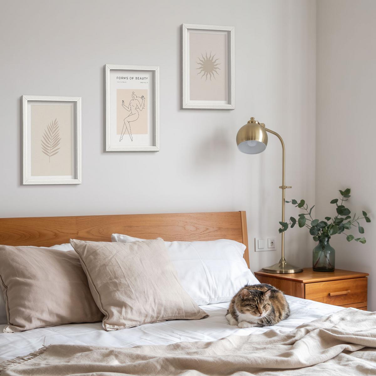 BILDER SET 3er Set - 20x30 cm Weißer Rahmen - Eine Sammlung minimalistischer Formen - Weiß, Kunststoff (20/30cm) - TULUP
