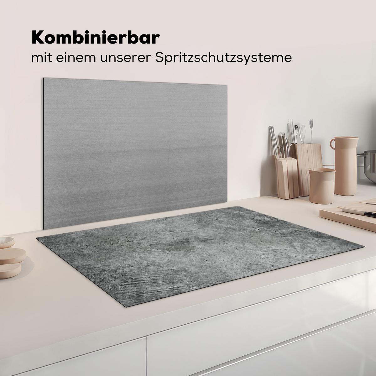 HERDABDECKPLATTE Beton - Schiefer - Grau -Betonstruktur Induktionsmatte 83x51 cm - Grau, Kunststoff (83/51.5/0.2cm) - MuchoWow