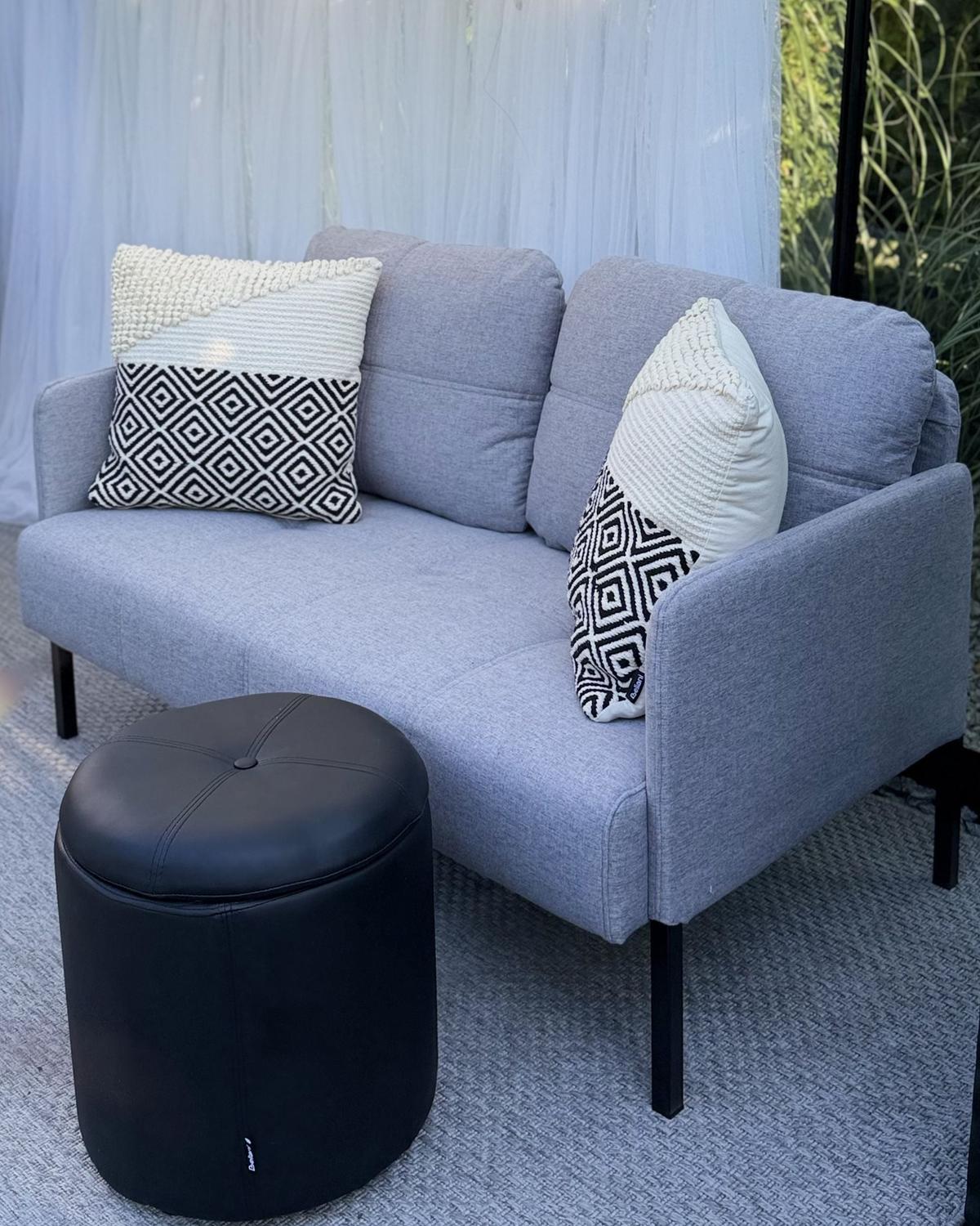 2-SITZER-SOFA grau Lahti - Schwarz/Grau, Textil (124/70/70cm) - Beliani