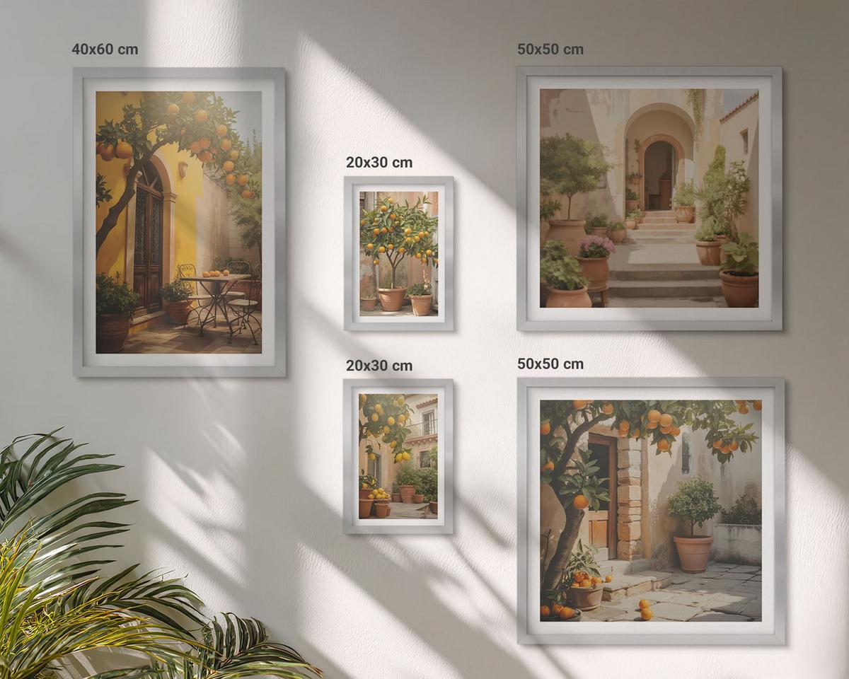 BILDER SET 5er Set - 50x50 cm & 20x30 cm & 40x60 cm Silberner Rahmen - Sommerlandschaften Flusswiese - Silberfarben, Kunststoff (40/60cm) - TULUP