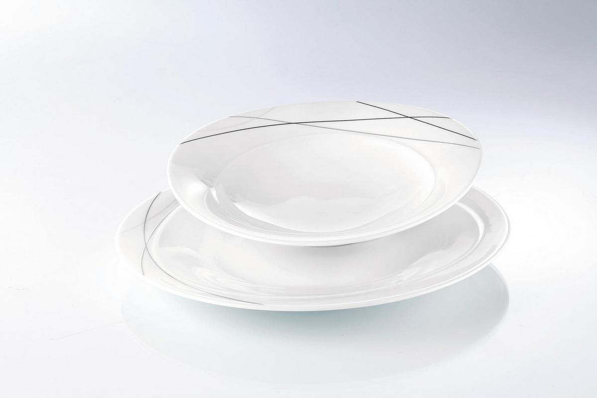 SUPPENTELLER Trio Highline weiß-grau ø 23,6 cm 6er Set - Weiß/Grau, Keramik (23.6cm) - Seltmann Weiden